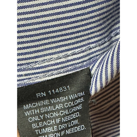 Society Of Threads Mens Size Large Blue Pinstripe 16-16.5 Long Sleeve Button Up - Picture 7 of 7